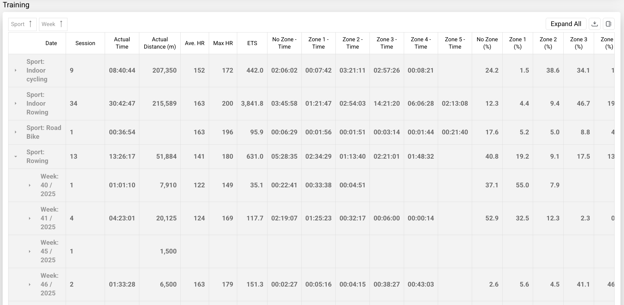 Athlete profile dashboard